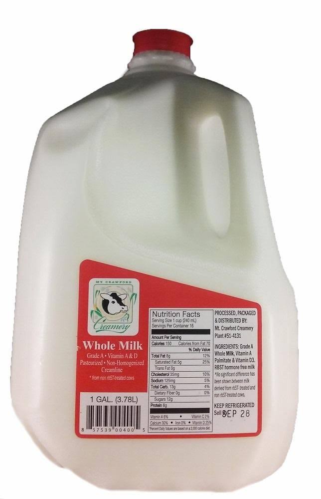 MT Crawford Creamery Whole Milk - 128 fl oz