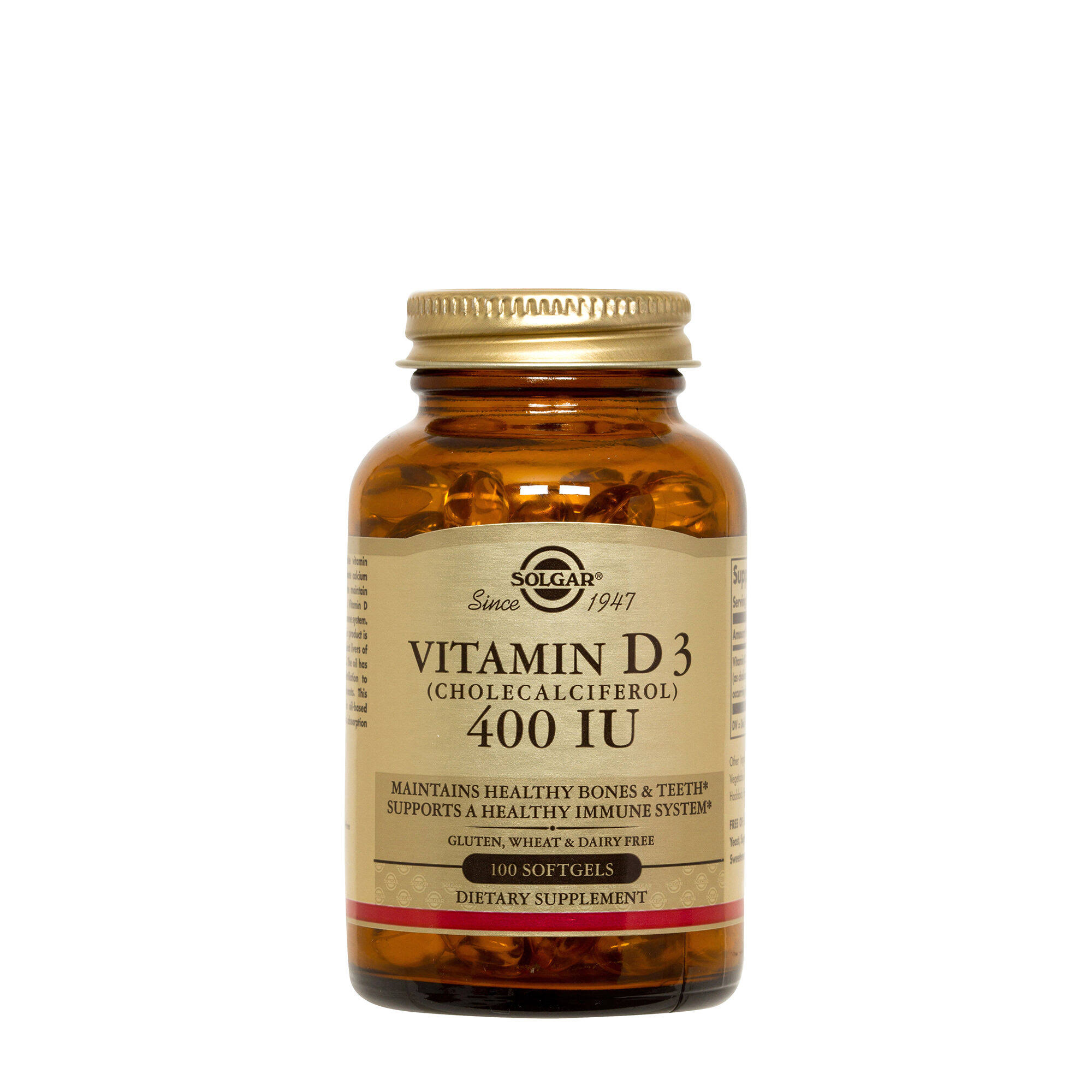 Solgar Vitamin D3 Supplement - 400 IU, 10mcg, 100 Softgels