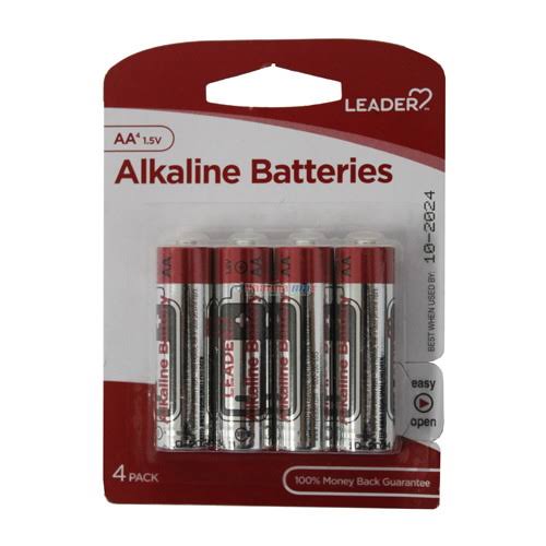 Leader Alkaline 1.5v Batteries AA, 4 EA