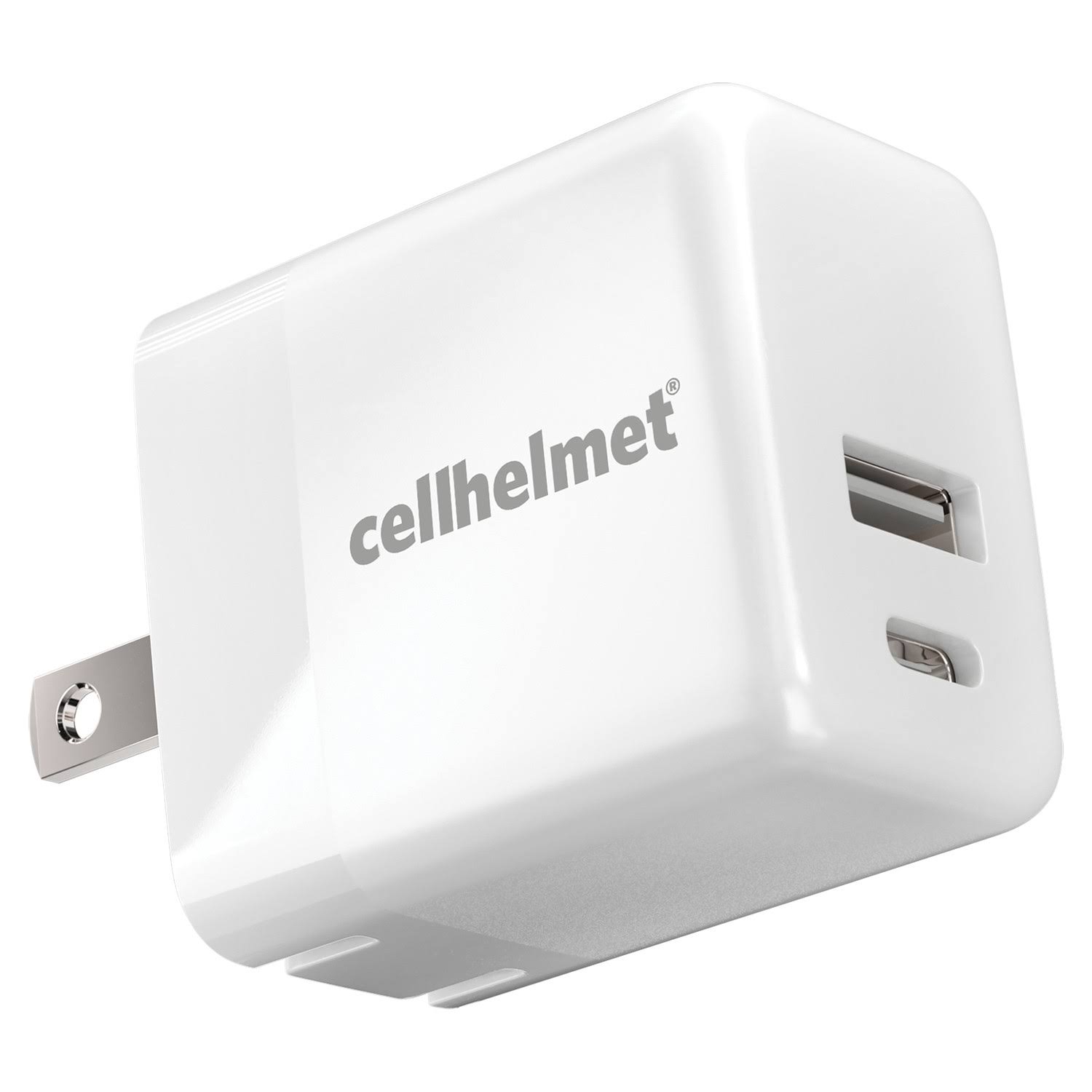 cellhelmet Wall-pd-20w-a-c 20-Watt Dual Wall Block Charger with USB and USB-C Port, White