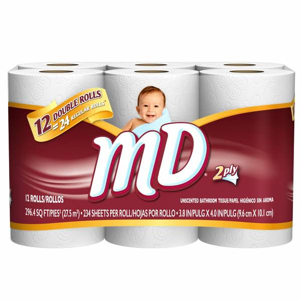 MD Bathroom Tissue, Double Rolls, Unscented, 2 Ply