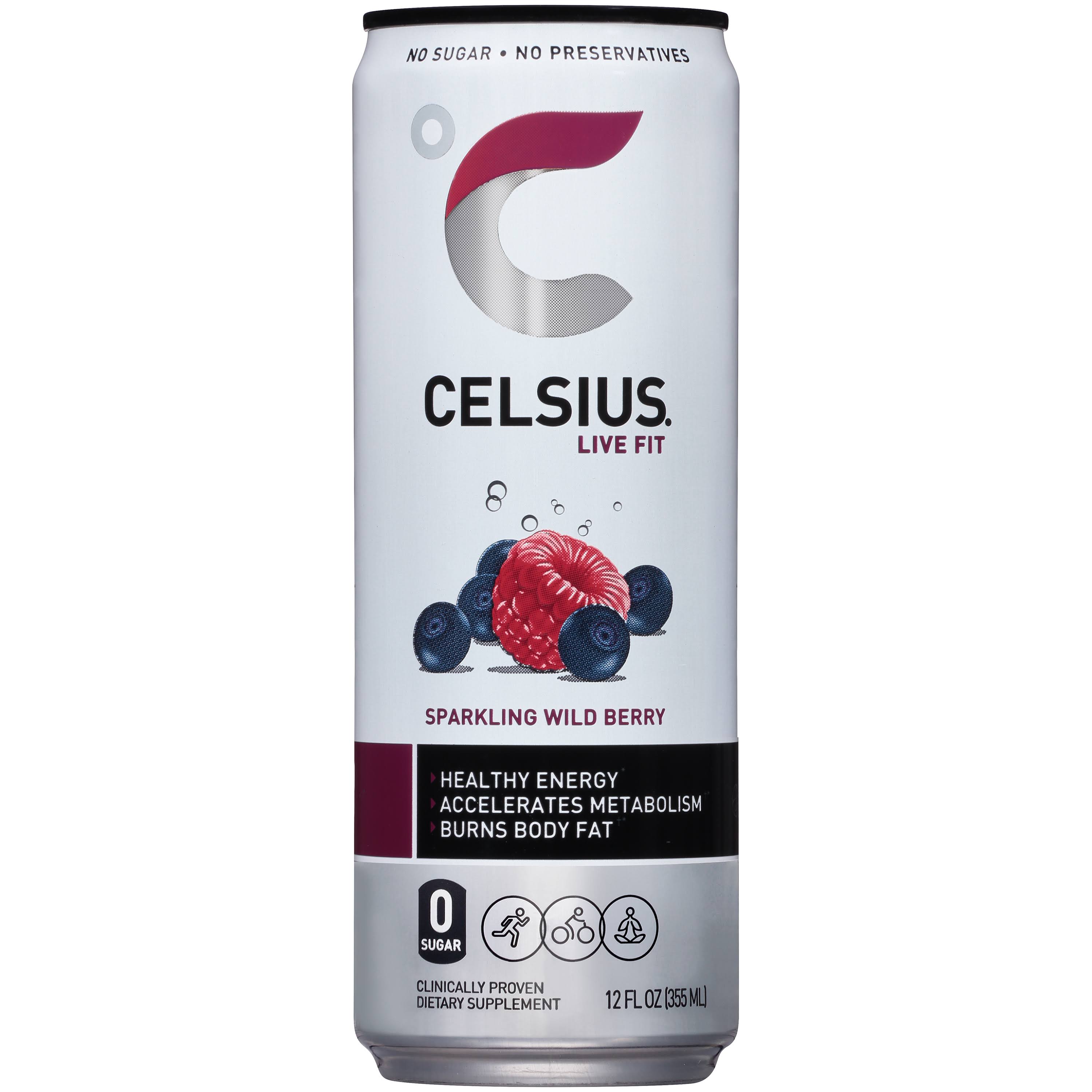 Celsius Sparkling Energy Drink - Wild Berry, 12 oz