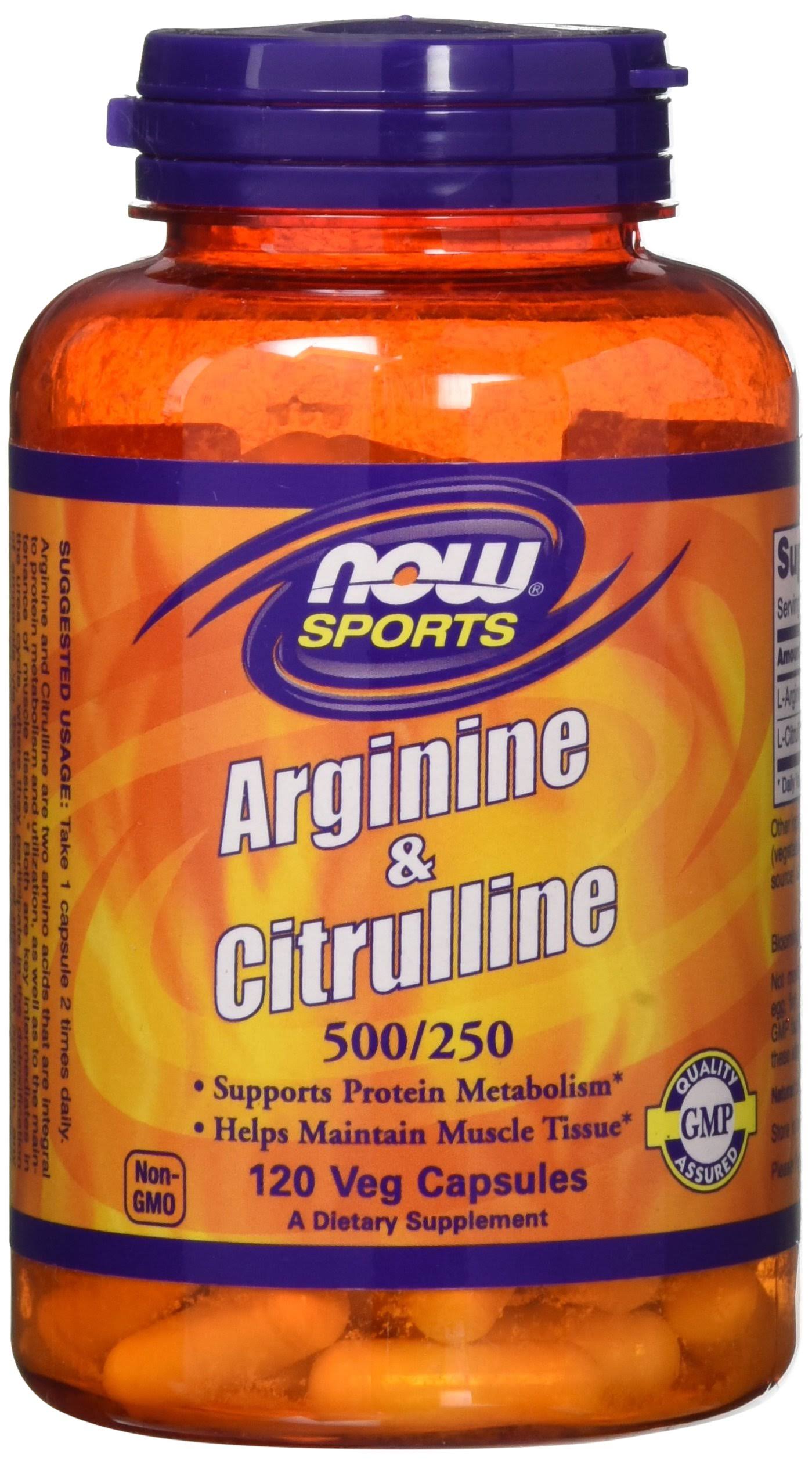 Now Foods Arginine & Citrulline Dietary Supplement - 120 Capsules