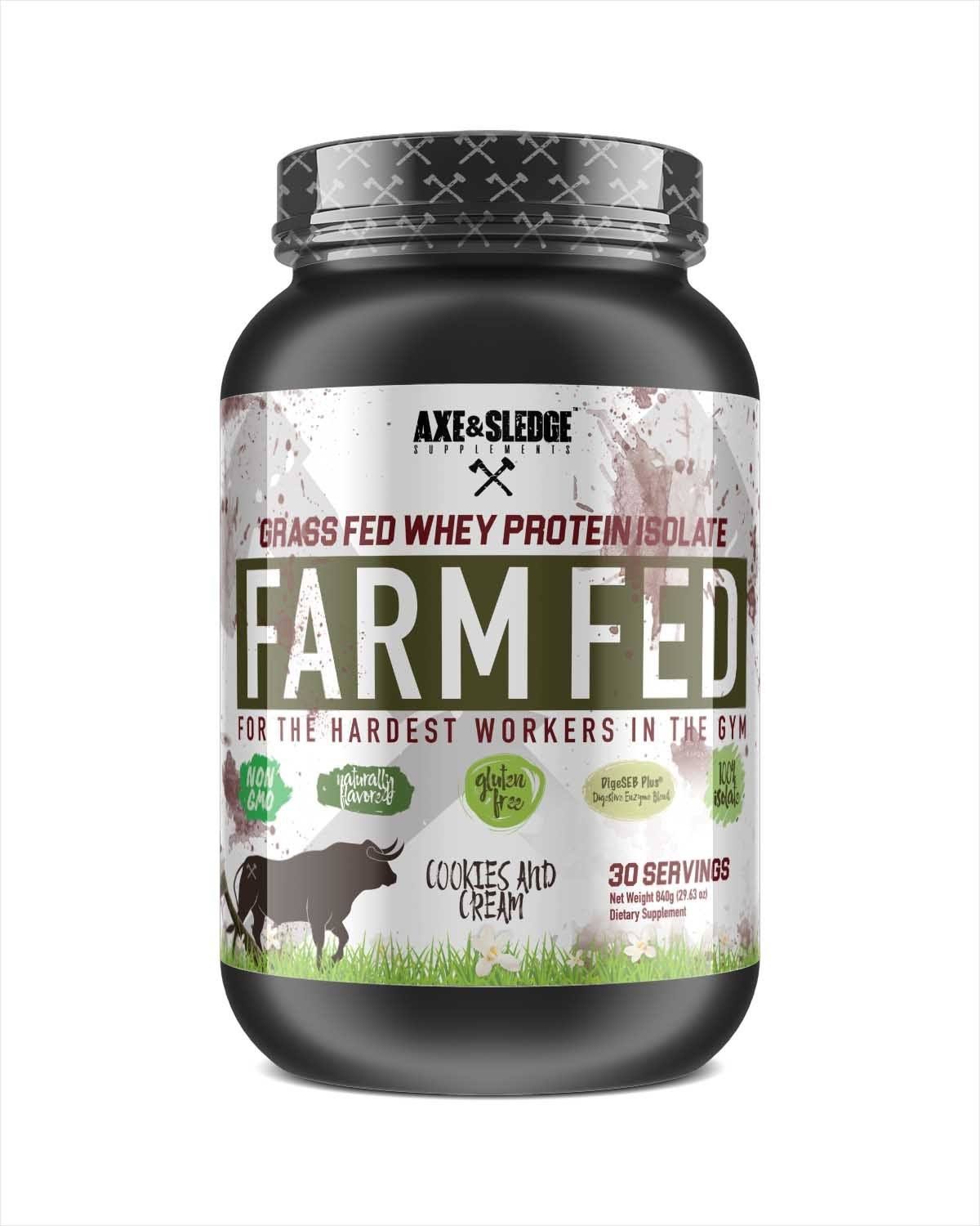 Axe & Sledge Farm Fed Grass Fed Whey Protein Isolate Cookies & Cream 30 Servings (840 g)