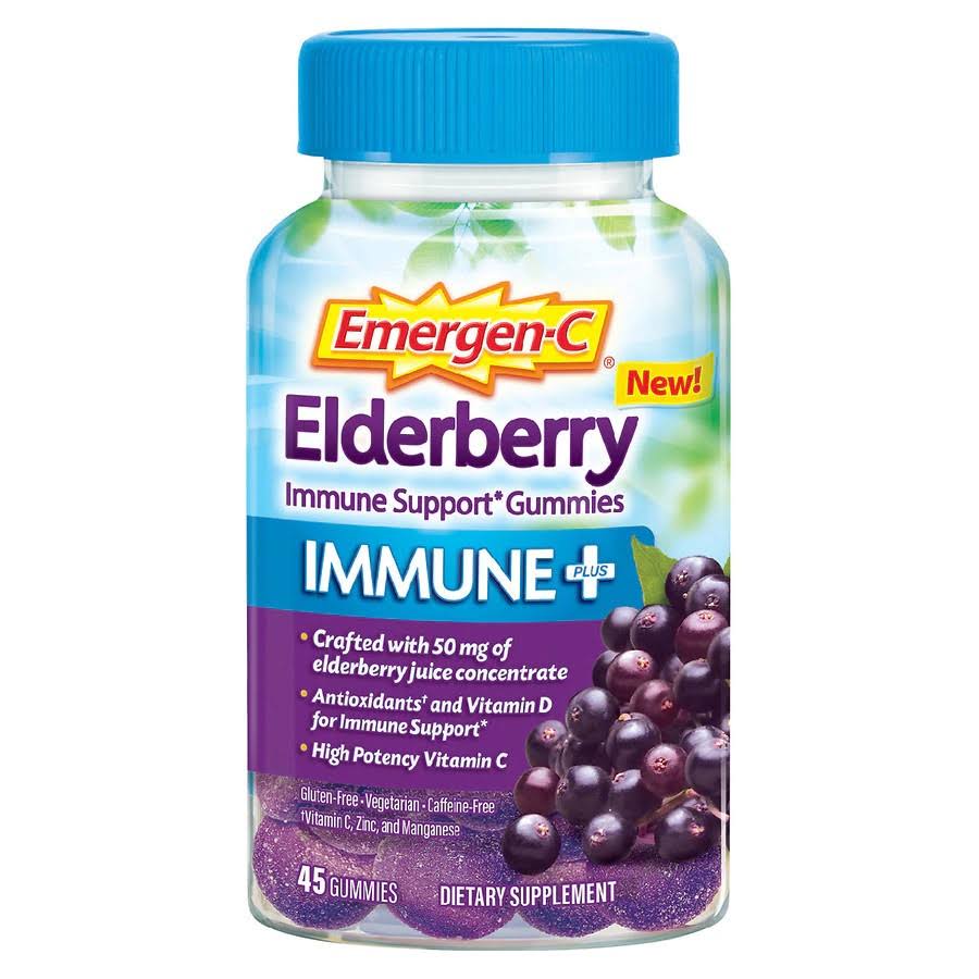 Emergen-C Vitamin C Immune Plus Gummy with Vitamin D - Elderberry, 45 Gummies