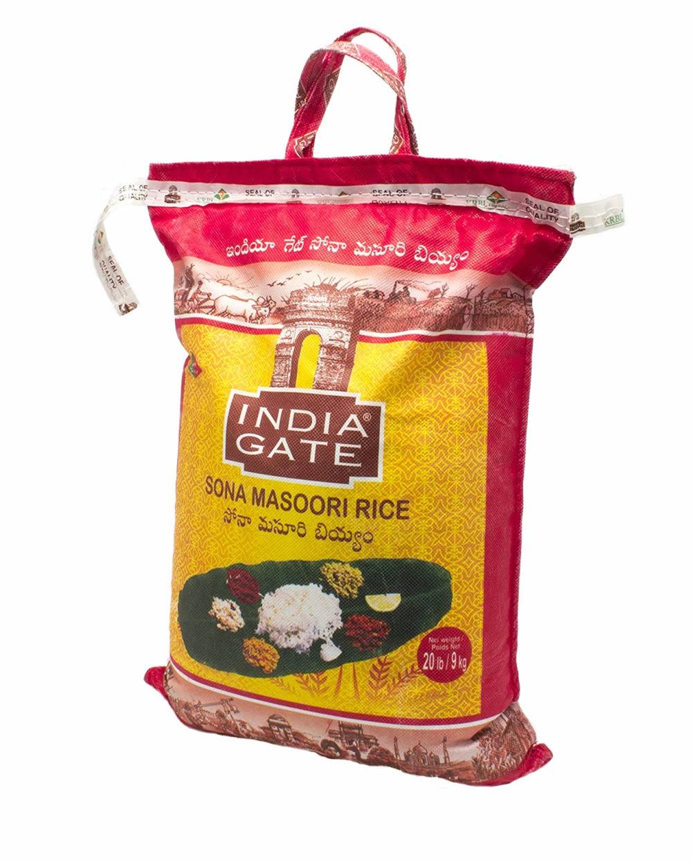 India Gate - Short Grain Rice - Sonamasoori, 20 Pound Bag