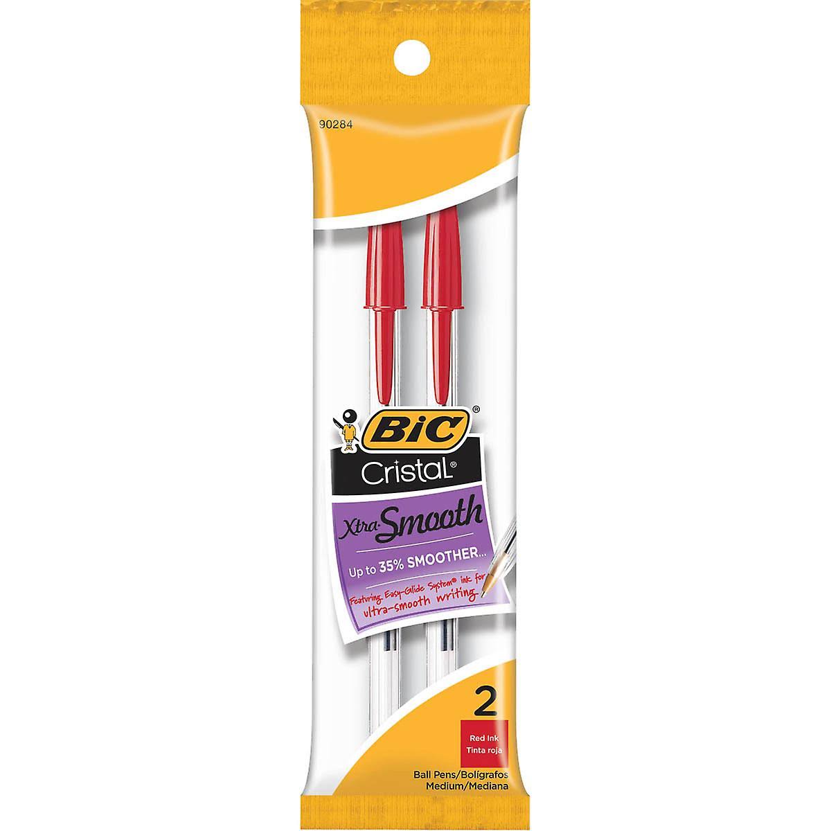 Bic Cristal Stick Ball Pens - Medium Point, Red, 2 Pack