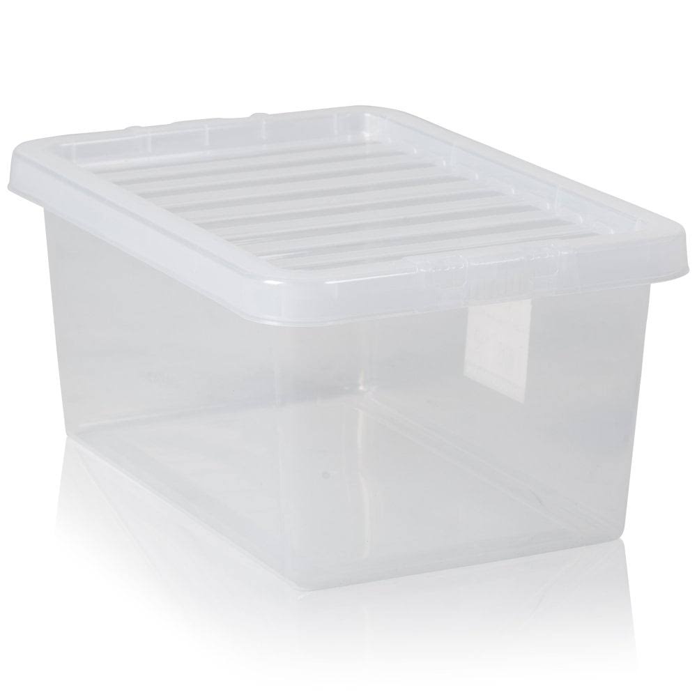 Wham Storage Pack of 5 - 11 litre Crystal boxes with snap on lids colo