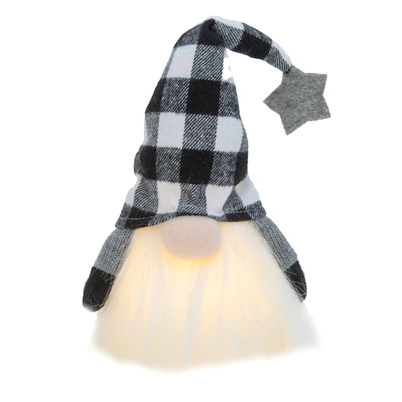 at Home Assorted Light-Up Buffalo Check Plush Gnome, 11"