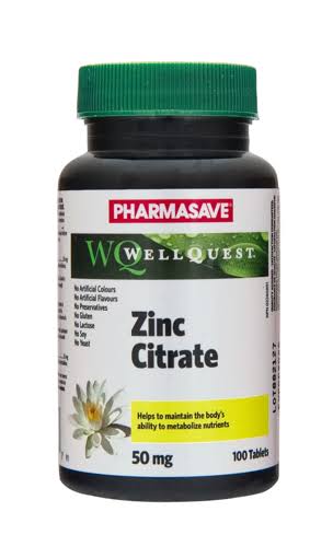 PHARMASAVE WELLQUEST ZINC CITRATE 50MG TABLETS 100S