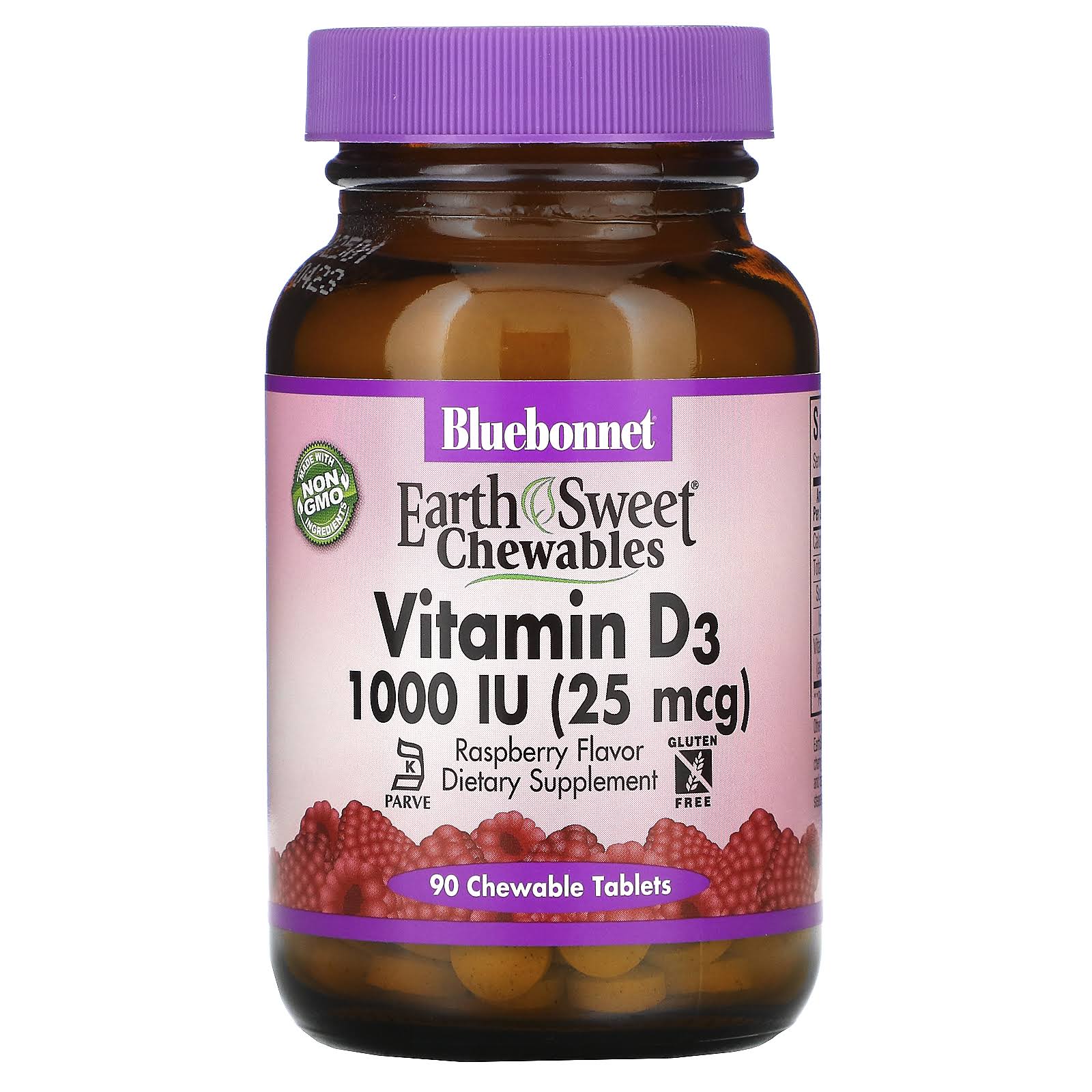 Bluebonnet Earth Sweet Vitamin D3 - 1000 IU, 90 Chewable Tablets