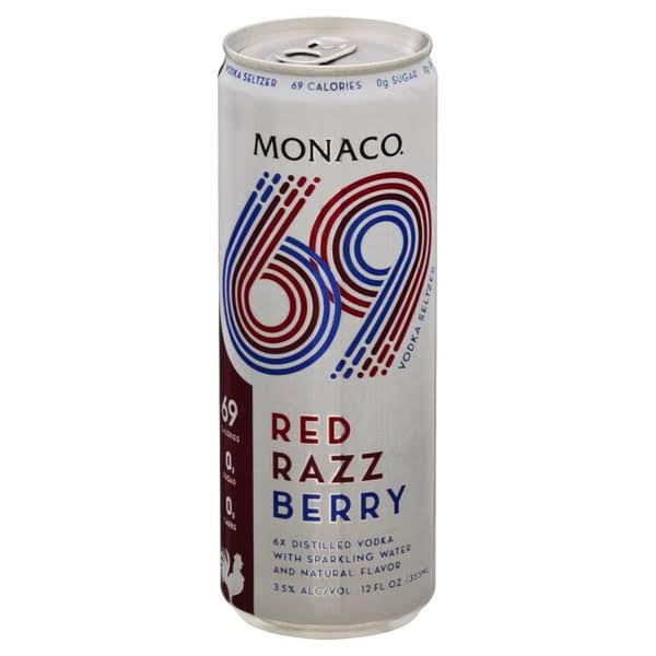 Monaco 69 Vodka Seltzer, Red Razz Berry - 12 fl oz