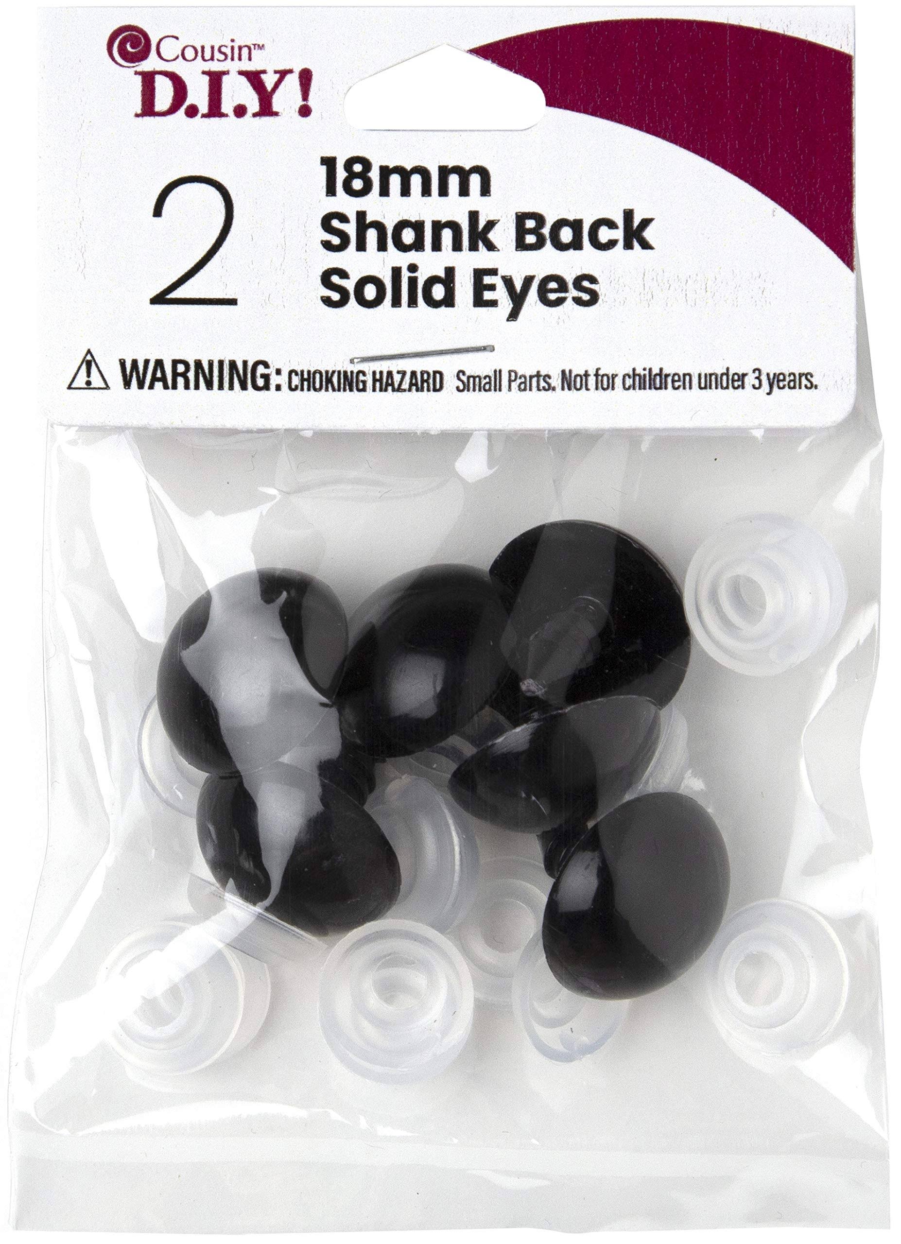 Cousin Shank Back Solid Eyes 18mm 2 Pack - Black