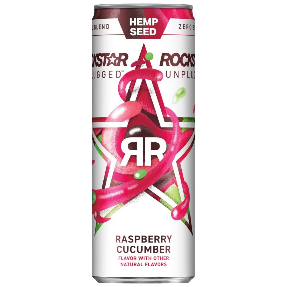 Rockstar Unplugged Energy Drink, Sugar Free, Hemp Seed, Raspberry Cucumber - 12 fl oz