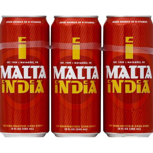 Malta India Malt Beverage - 6 cans, 12 fl oz