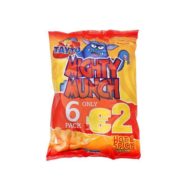 Tayto Mighty Munch Snack - Hot and Spicy Flavour, 6 x 26g