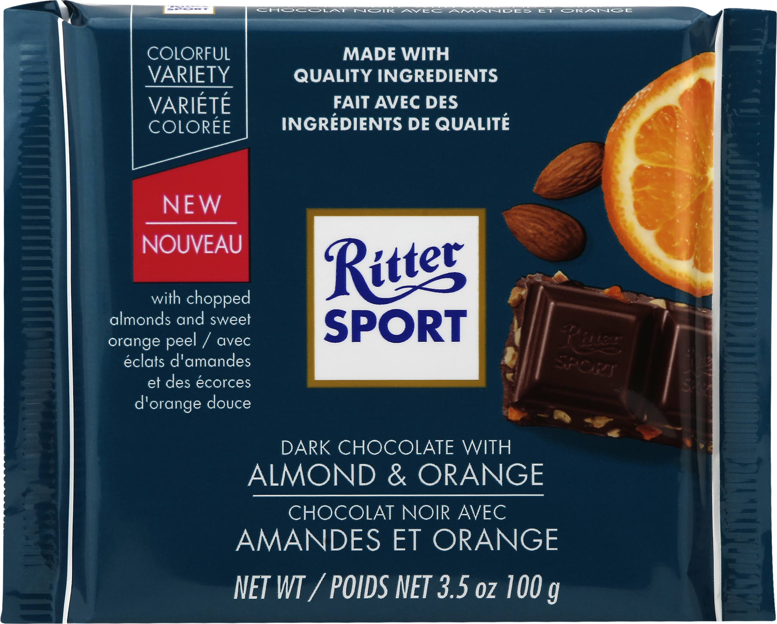 Ritter Sport Dark Chocolate Almond & Orange Pack Of 3