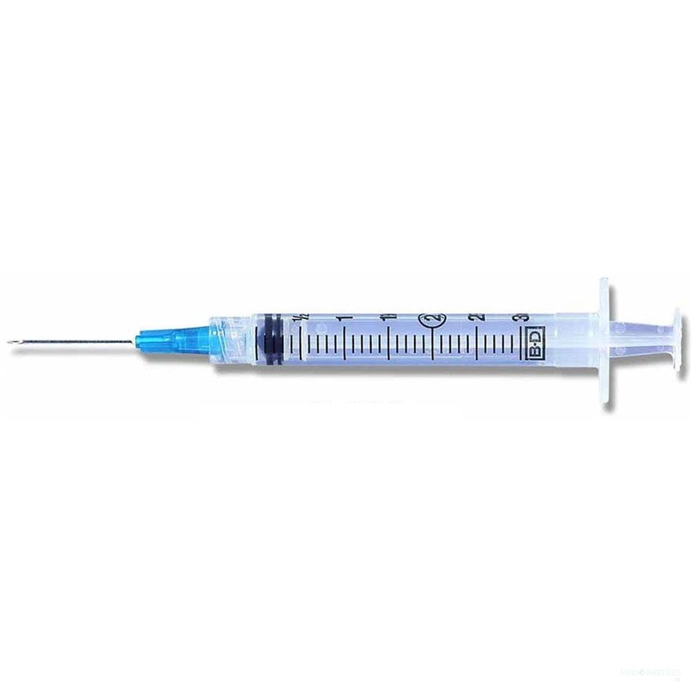 Bd 309571 Luer-lok Syringe With Attached Needle 23 G X 1 In., Sterile, Single Use, 3 Ml 100 Ea