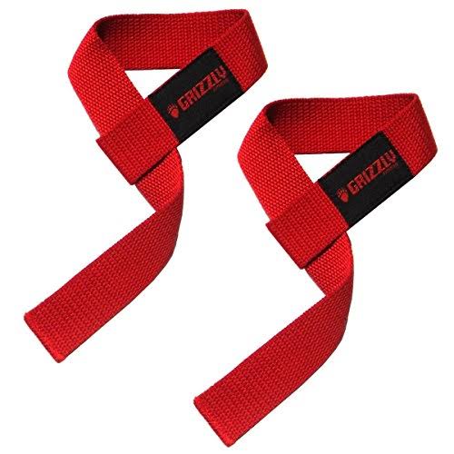 Grizzly Fitness Cotton Weight Lifting Straps - Adjustable, Red