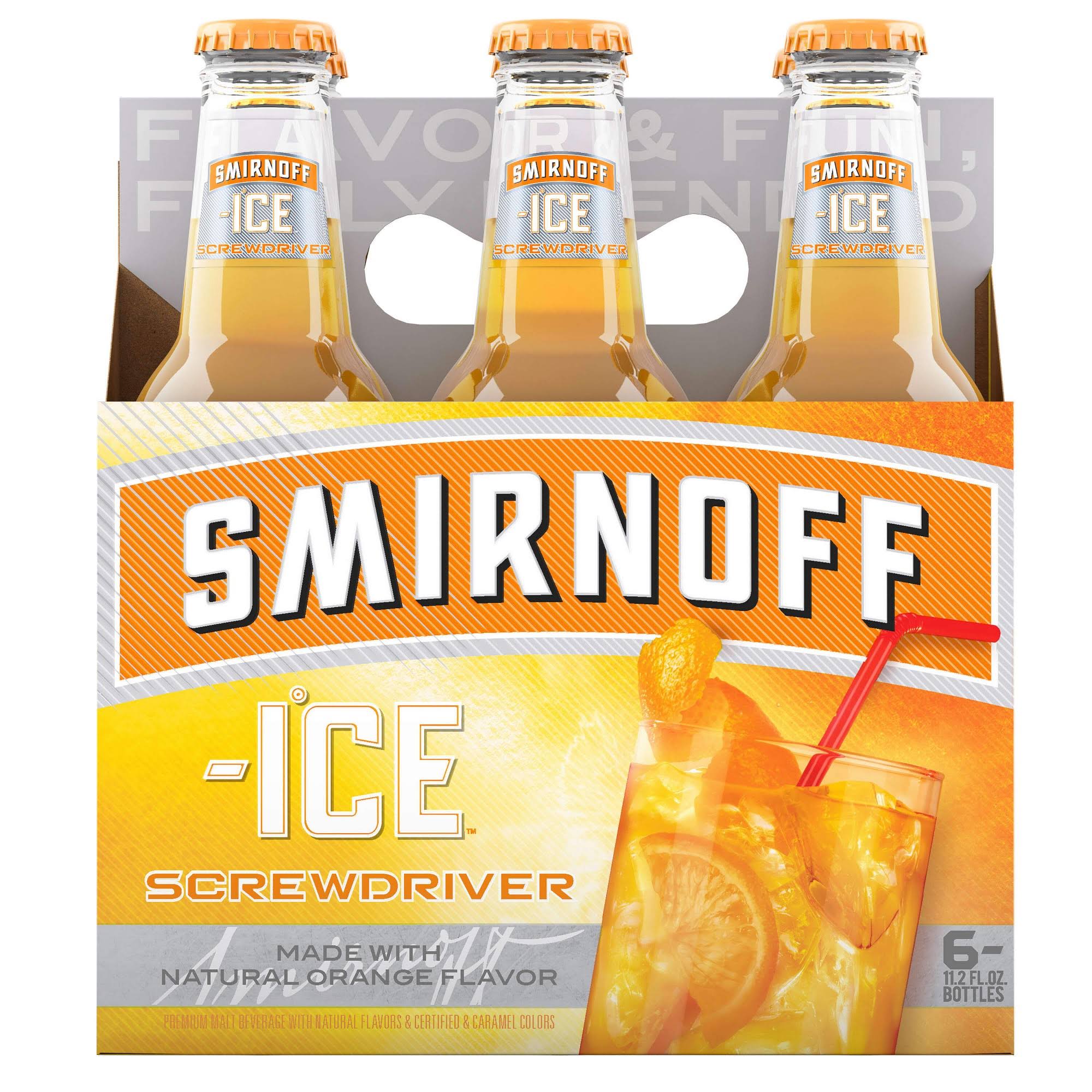 Smirnoff Ice Malt Beverage, Screwdriver - 6 pack, 11.2 fl oz bottles