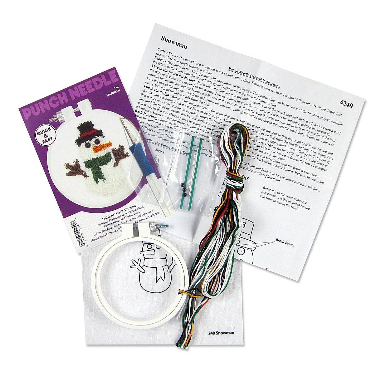 Design Works Punch Needle Kit 3.5" Round Snowman
