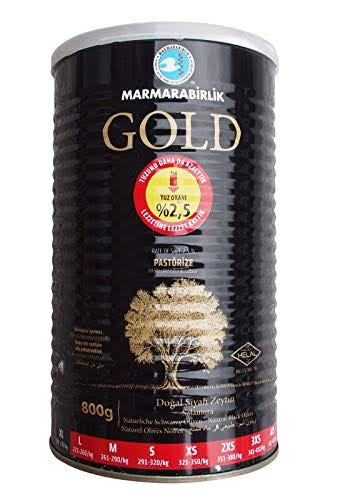 Natural Fermented Pasteurized Gold Black Olives in Can 1.8lb (Marmara