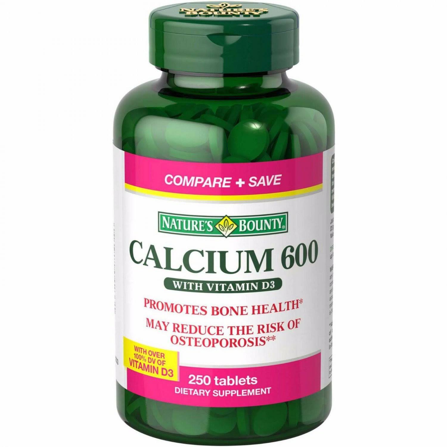 Nature's Bounty Calcium 600 with Vitamin D3 Dietary Supplement - 250 Tablets