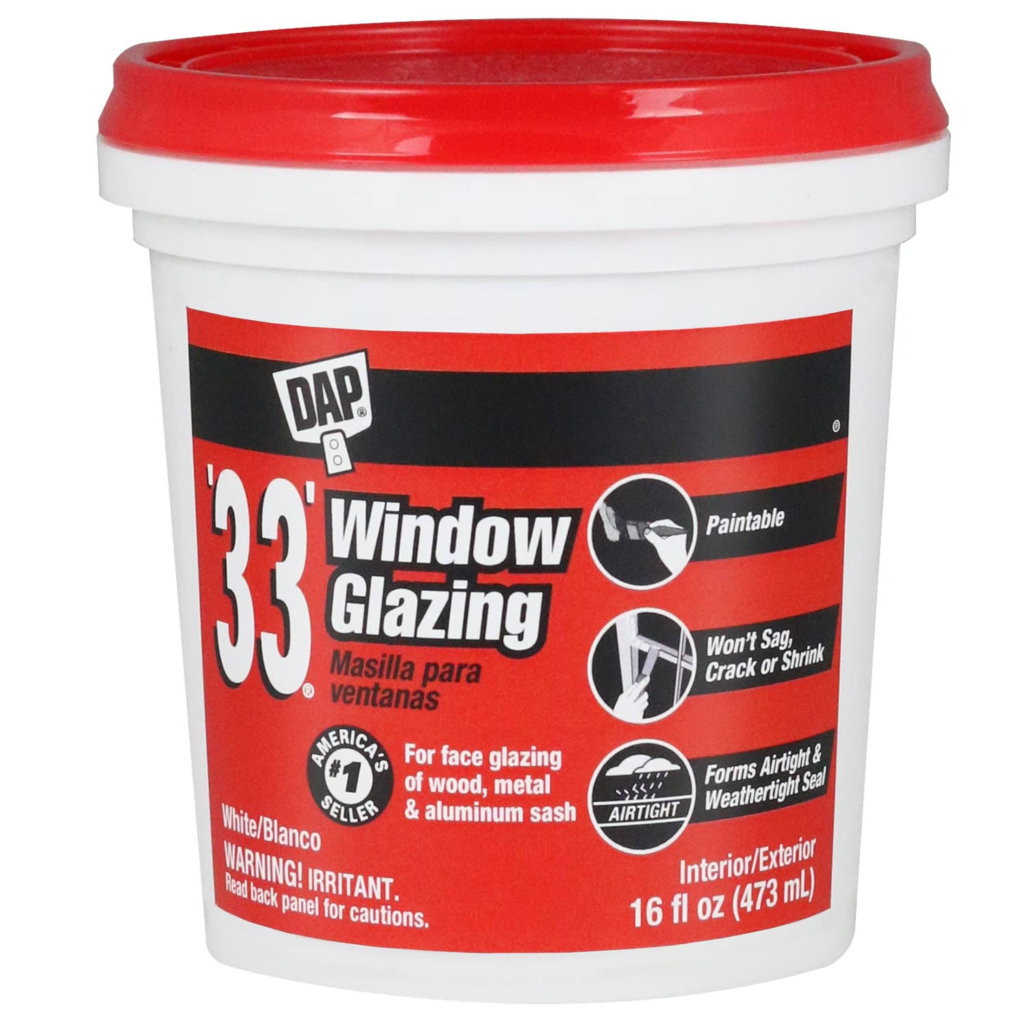 DAP Ready-to-Use Window Glazing - White, 16oz