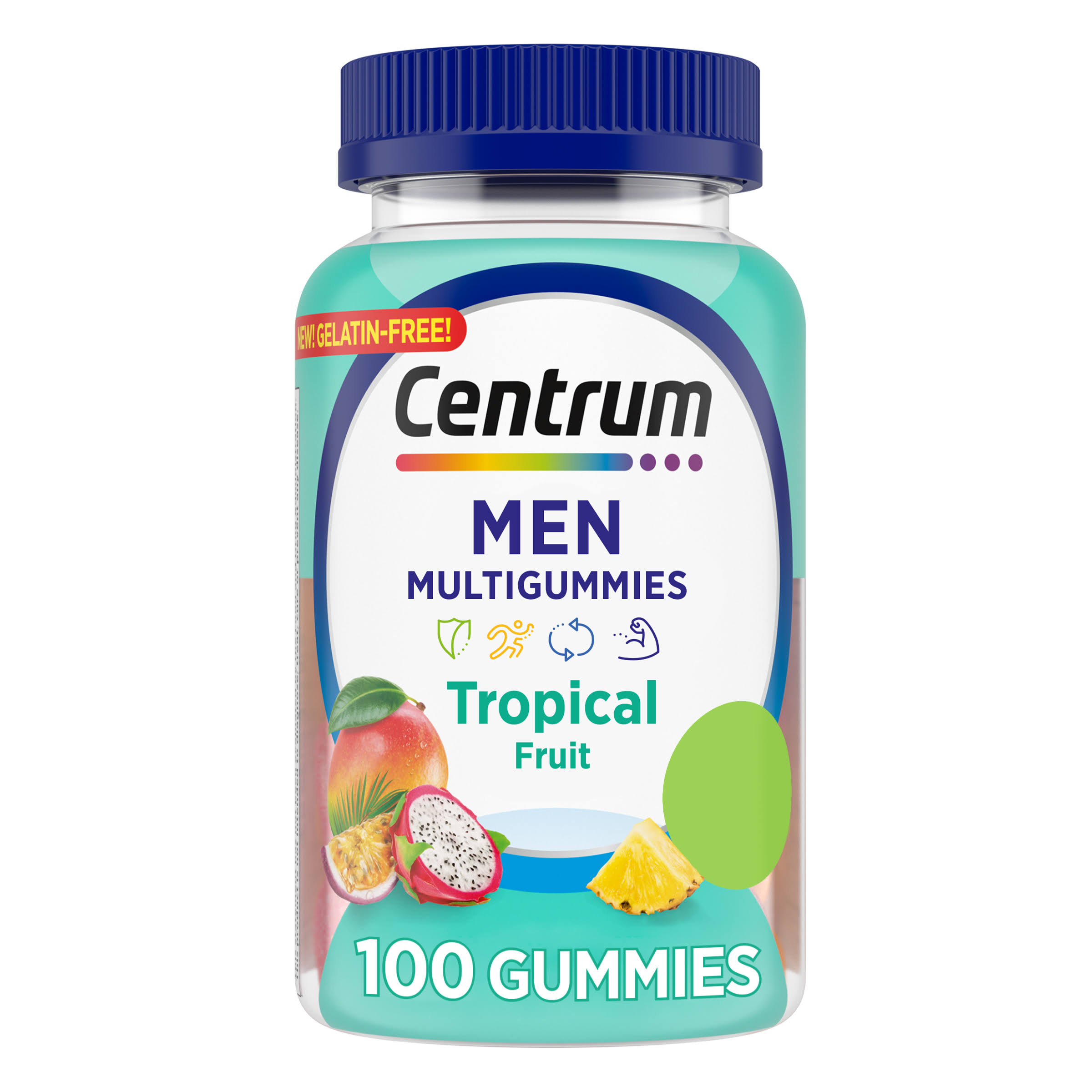 Centrum Men's Multivitamin Gummies, Tropical Fruit Flavors Made From Natural Flavors, 100 Count, 50 Day Supply