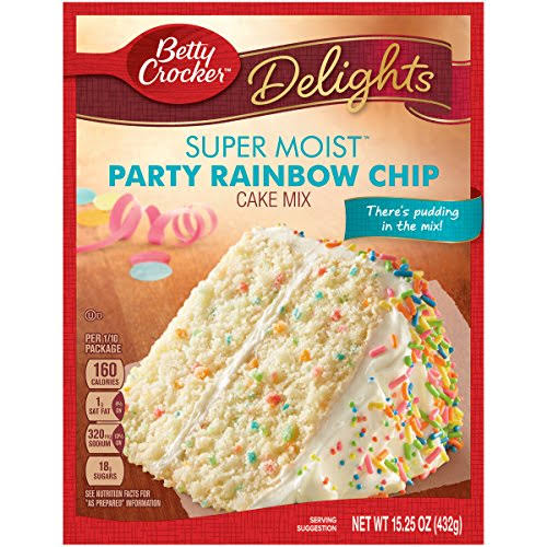 Betty Crocker Delights Super Moist Party Rainbow Chip Cake Mix - 15.25oz