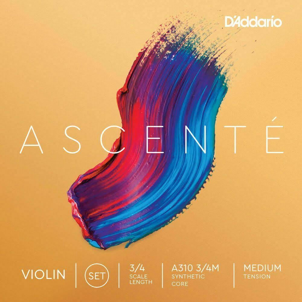 D'Addario Ascenté Violin String Set - 3/4 Scale, Medium Tension