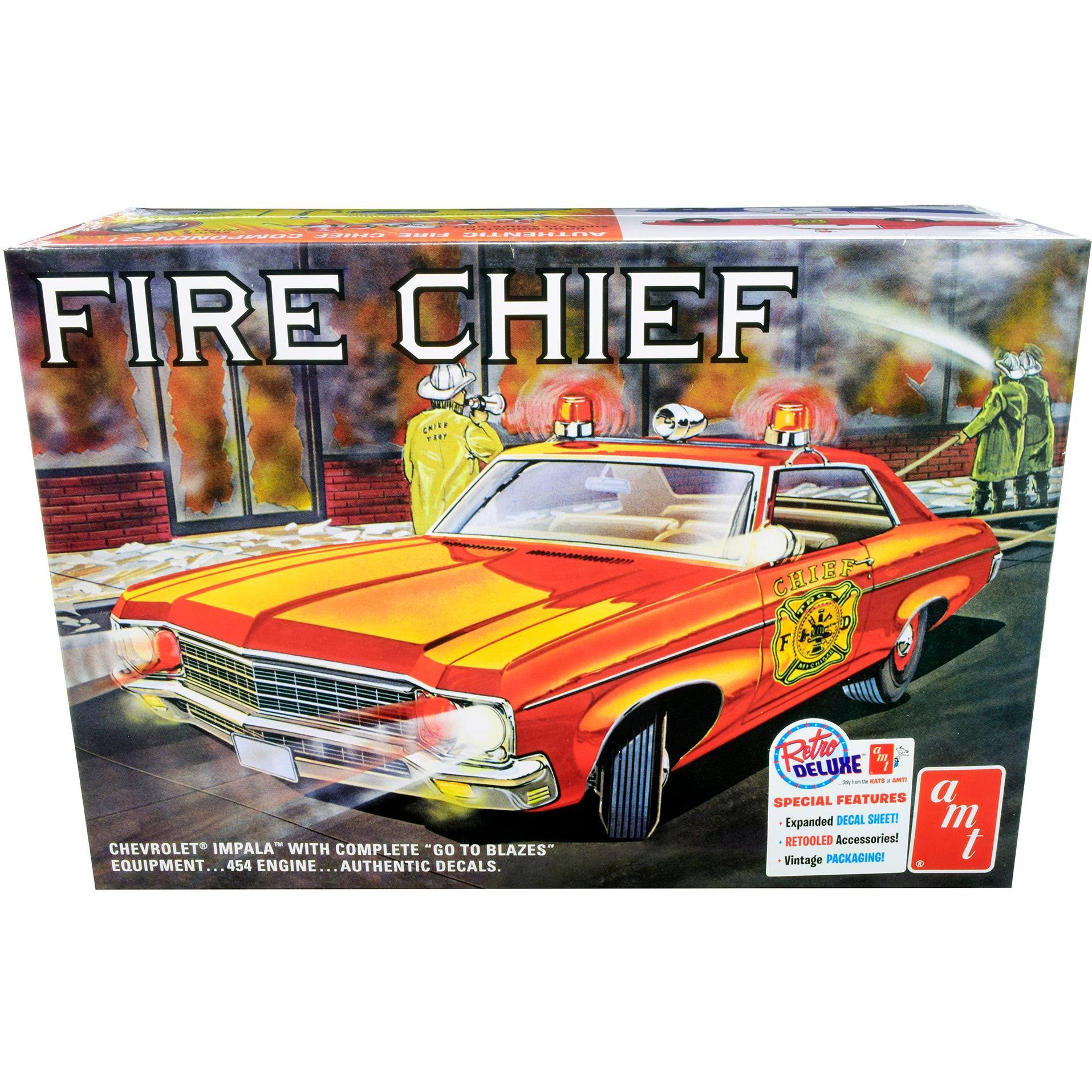 AMT Skill 2 Model Kit 1970 Chevrolet Impala Fire Chief 2 in 1 Kit 1/25 Scale Model