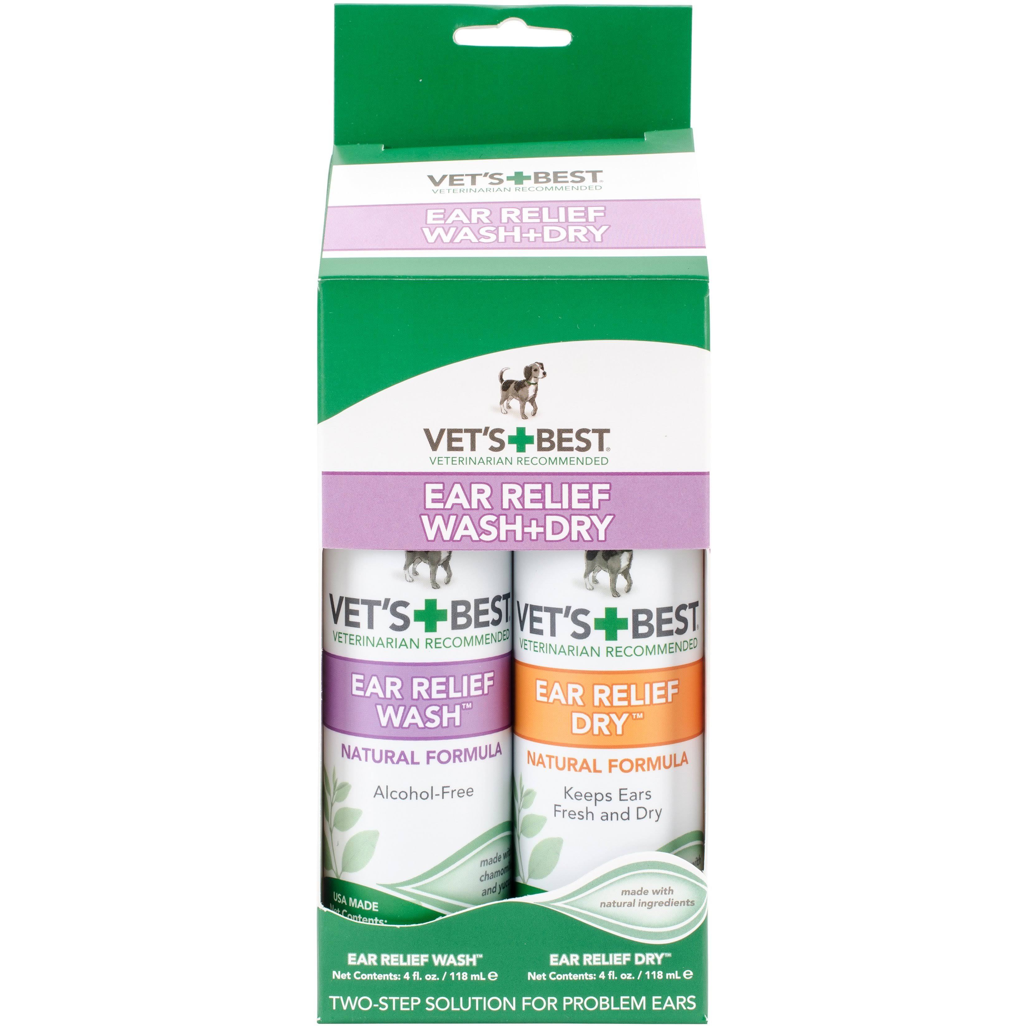 Vet's Best Ear Relief Wash & Dry for Dogs Ear Cleaner Kit