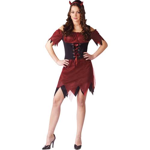 Halloween Dark Devil Adult Costume, Women's, Size: 10-14, Red