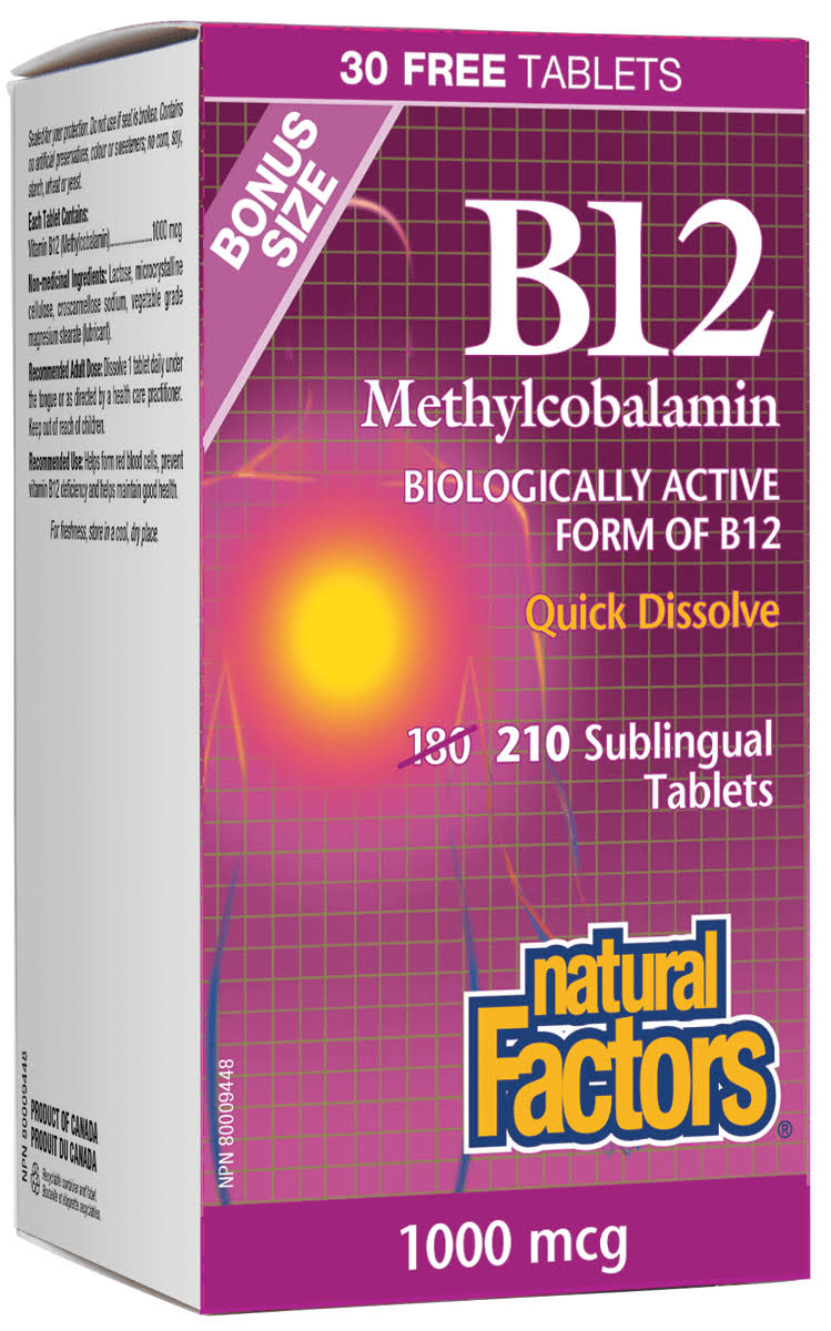 Natural Factors - B12 Methylcobalamin 1000 mcg 210 Sublingual Tablets
