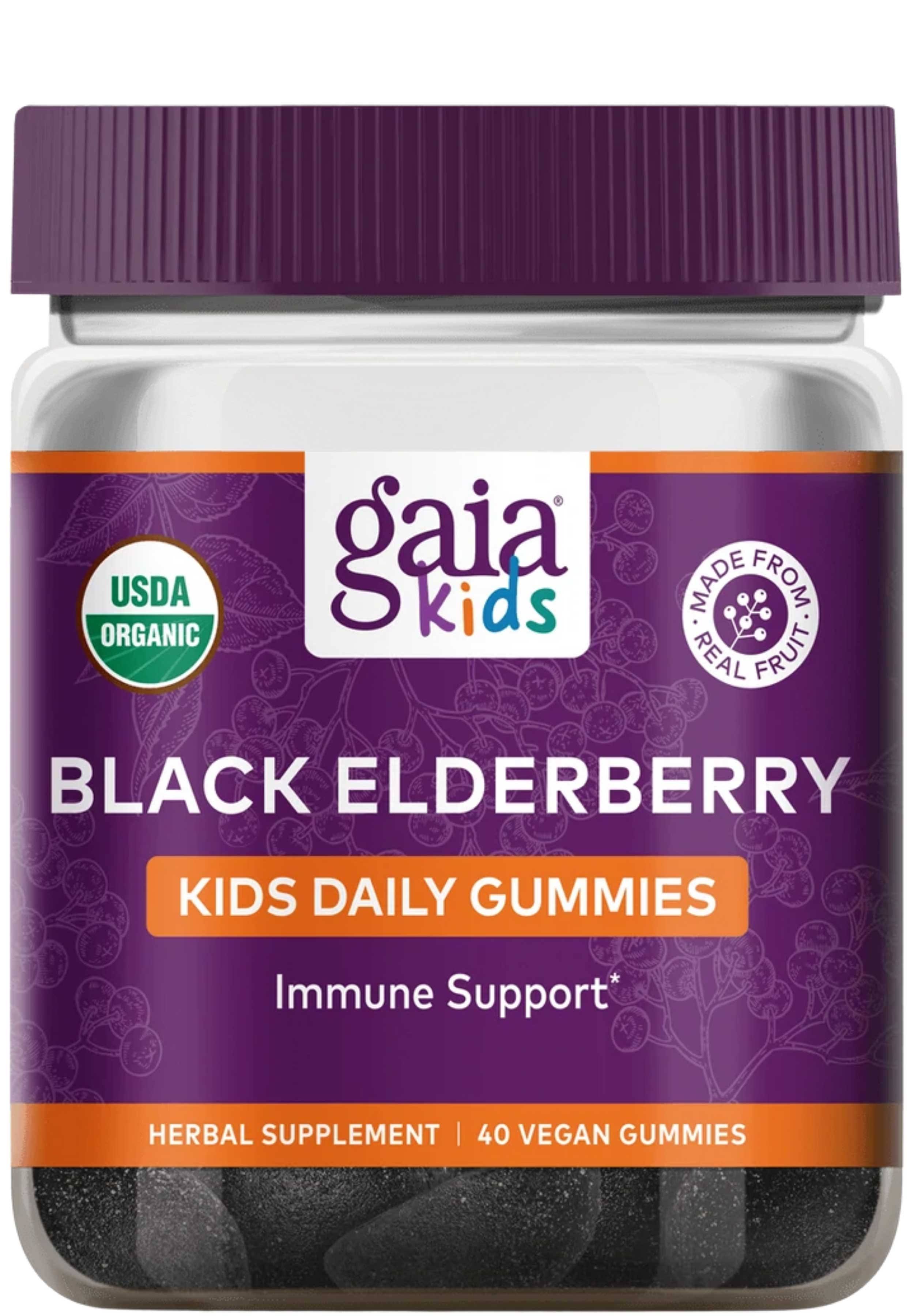 Gaia Herbs Kids Black Elderberry Immune Support 40 Vegan Gummies