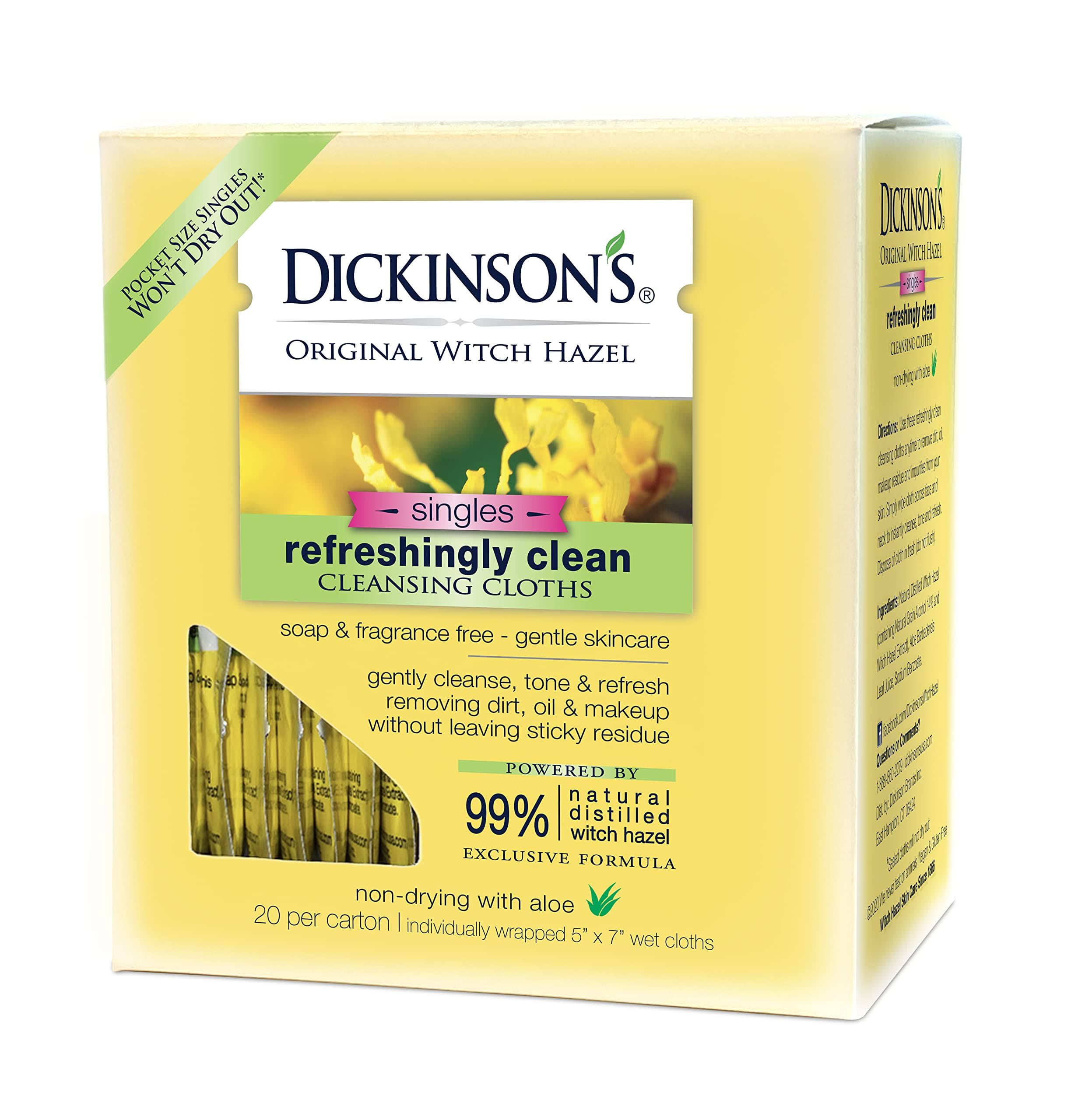 Dickinson's Witch Hazel Oil Controlling Towelettes - 20 ct