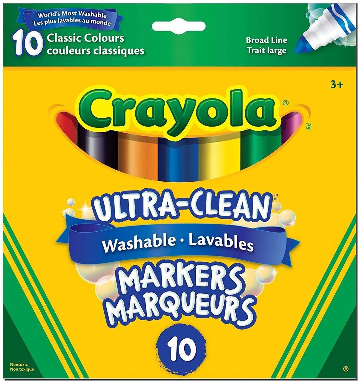 Crayola Ultra-clean Washable Broad Line Markers - Classic Colours, 10ct