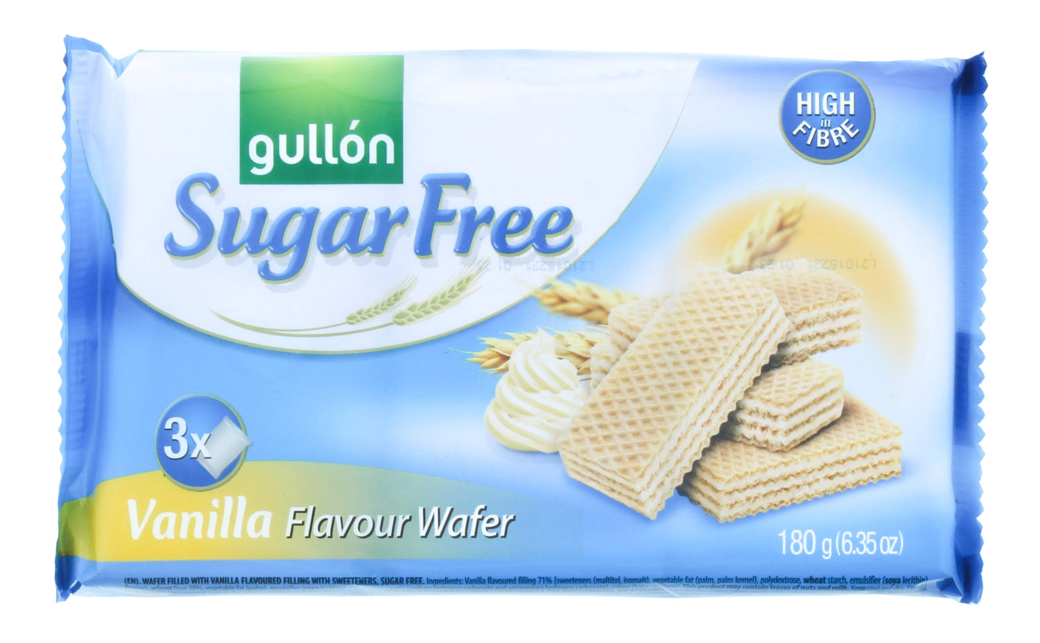 Gullon Sugar Free Wafer Biscuits - Vanilla Flavor, 210g