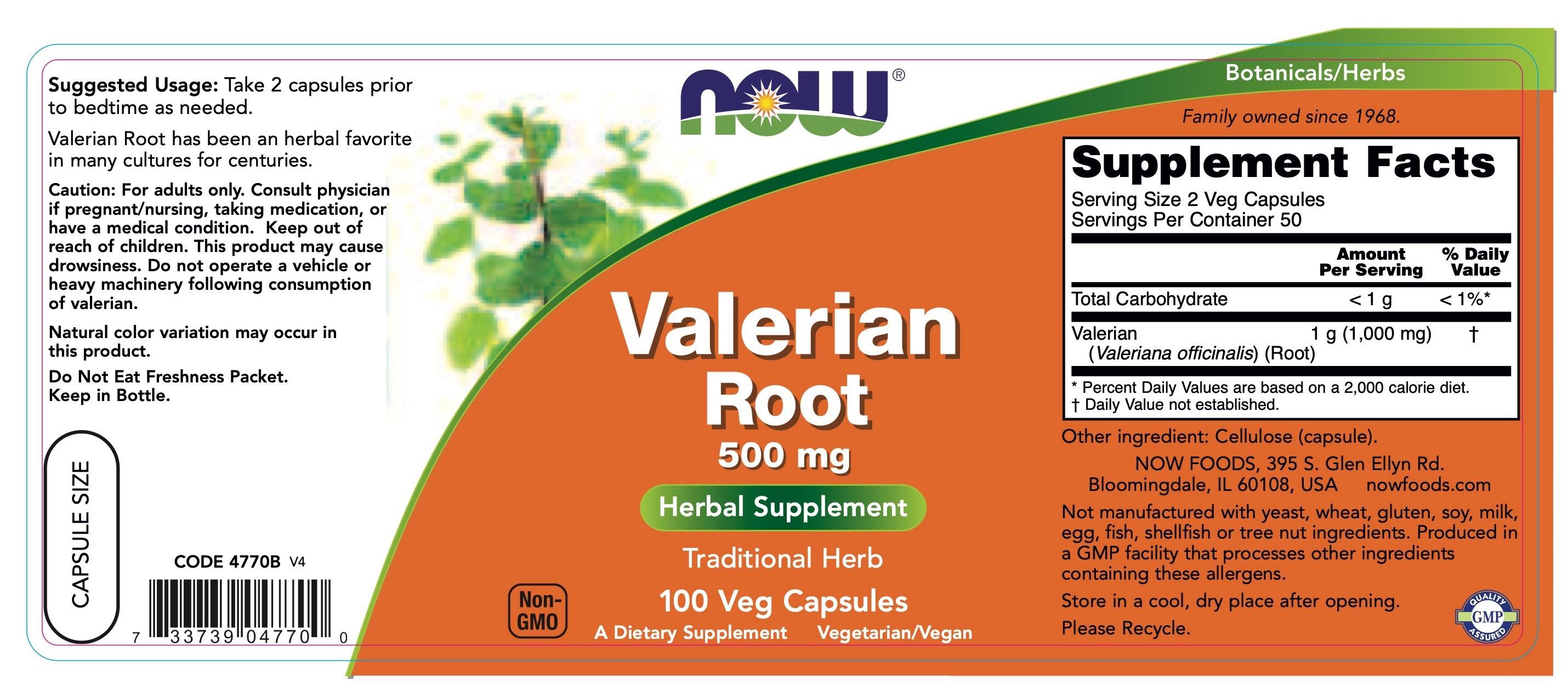 Now Foods Valerian Root - 500mg, 100 Capsules