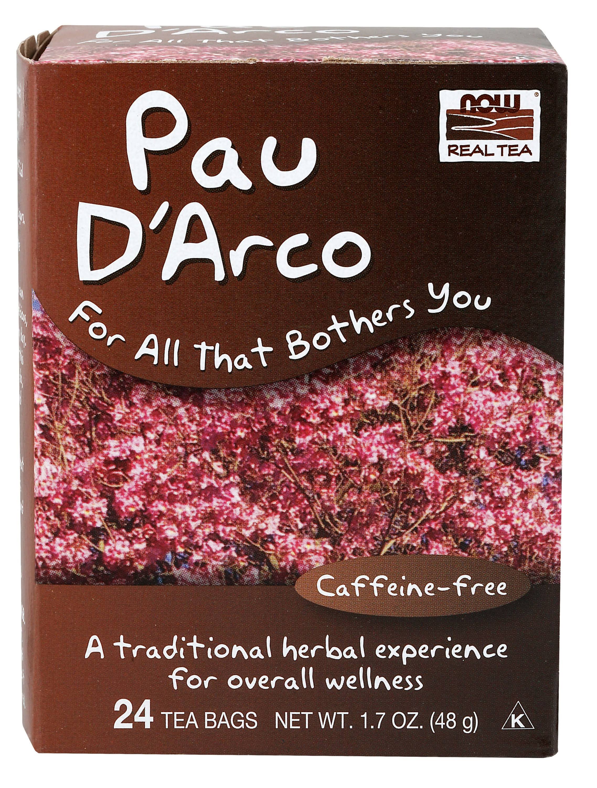 Now Foods Real Tea Pau D'Arco Tea - 24 Tea Bags, 48g