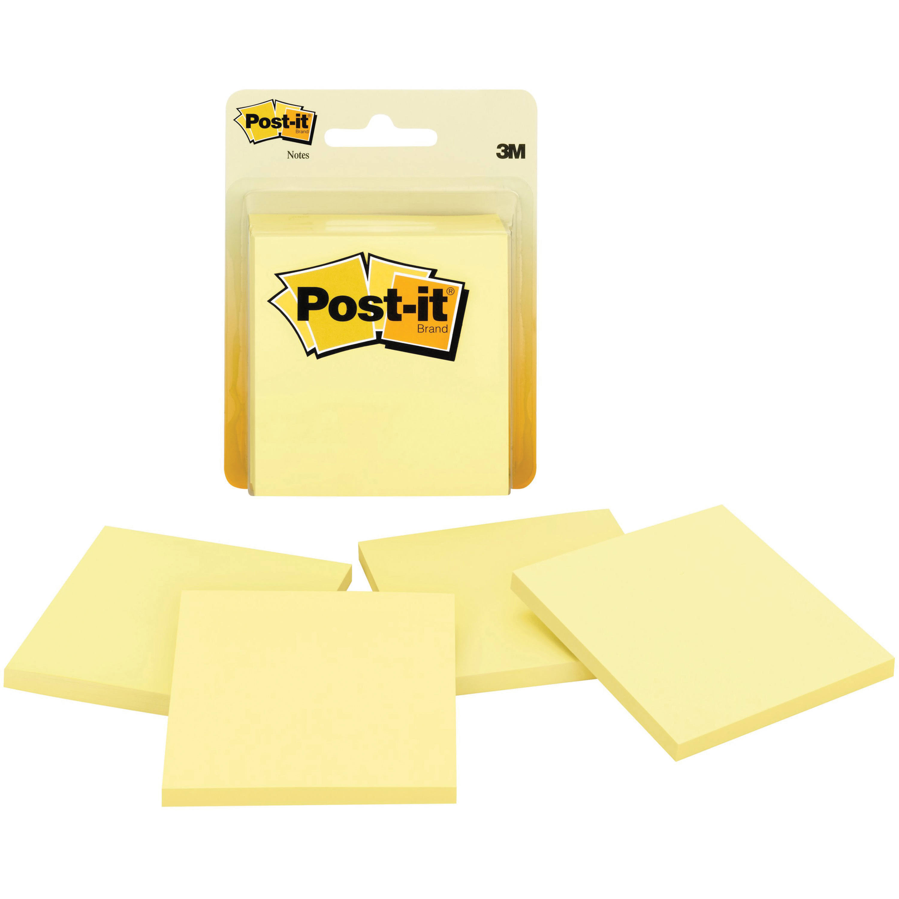 3M Post-It Notes - Yellow, 4 Pack