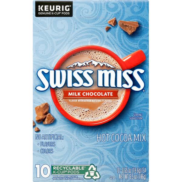 Swiss Miss Hot Cocoa Mix, Milk Chocolate, K-Cup Pods - 10 pack, 0.65 oz pods