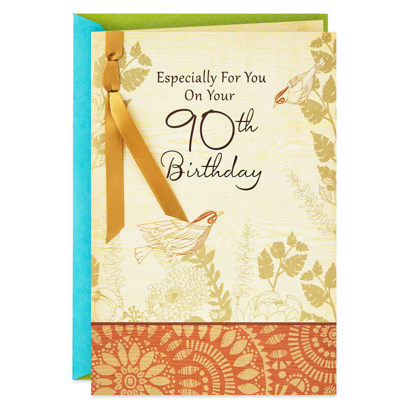 Hallmark Birthday Card, Birds and Flowers 90th Birthday Card