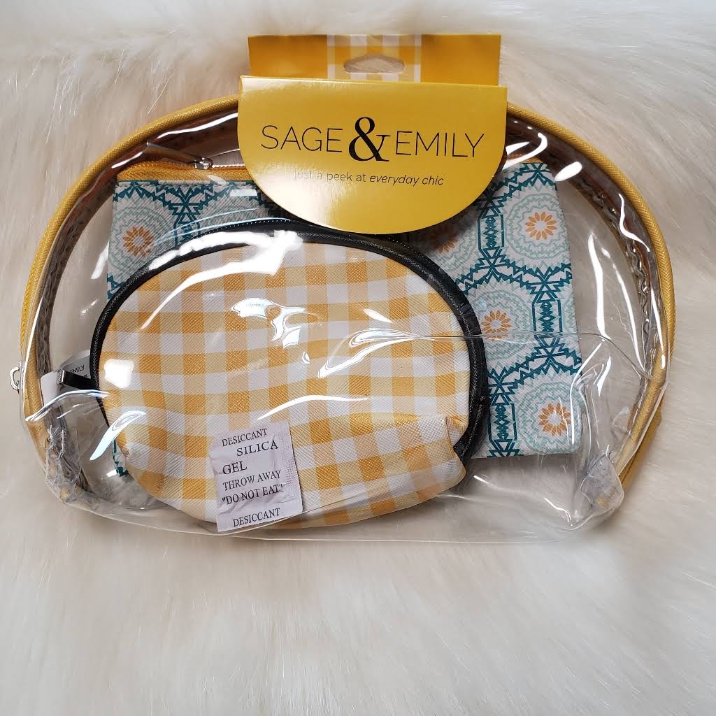Sage & Emily Makeup Bag Three-Piece Yellow Cosmetic Case Set One-Size