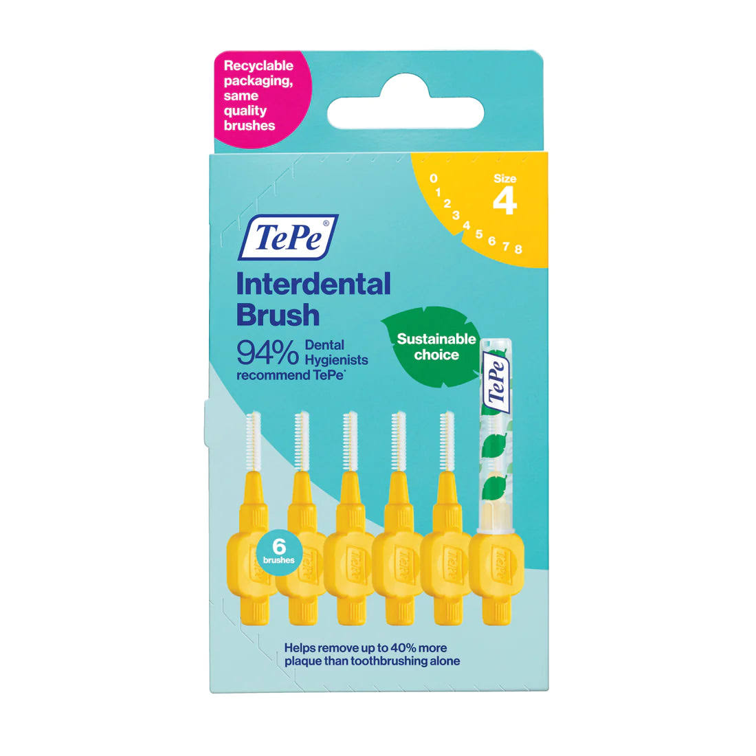 Tepe Interdental Brush 0.7mm Size 4 Yellow Brushes