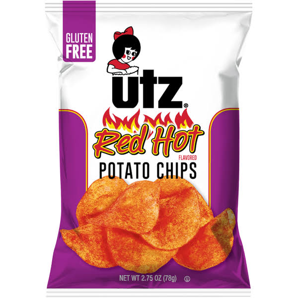 Utz Potato Chips, Red Hot Flavored - 2.75 oz