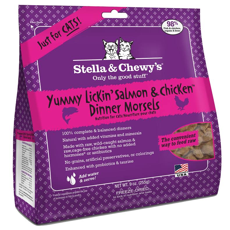 Stella & Chewy's Freeze-Dried Raw Yummy Lickin' Salmon & Chicken Dinner Morsels Cat Food, 3.5 oz. Bag