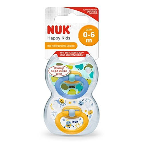 NUK Happy Kids Soother 0-6 Months- Twin Pack