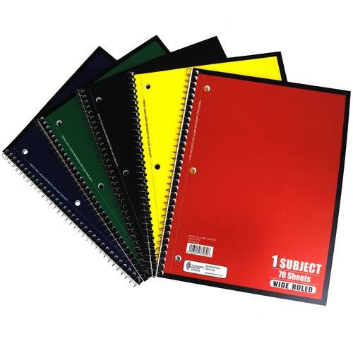 Notebook, College Ruled, 70 Sheet, 5pc